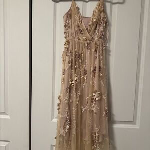 Elie Tahari Blush Midi Dress 3D flowers